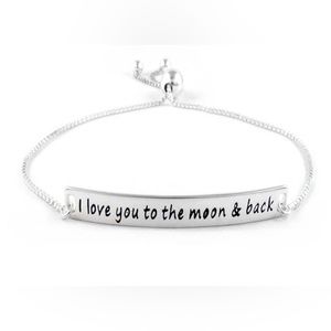 Solid 925 Sterling Silver "I Love You To The Moon and Back” Bracelet